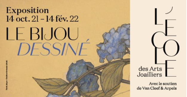 affiche d'une exposition de bijoux sur fond jaune