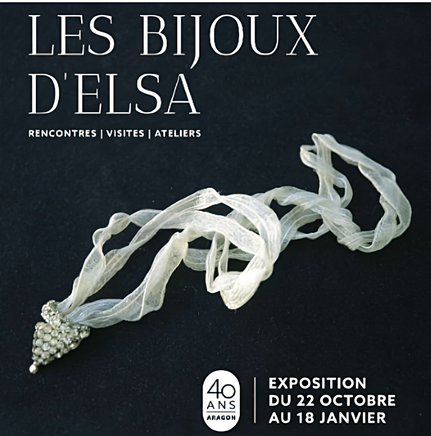 affiche d'une exposition de bijoux sur fond noir